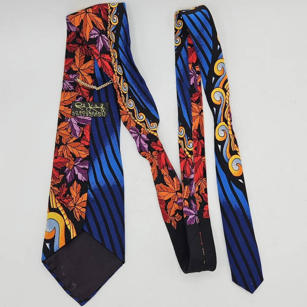 Rare Rush Limbaaug + no boundaries Blue Autumn Leaves Silk Tie